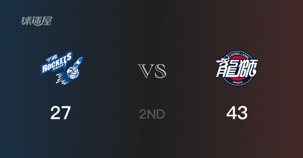 半场战罢，广州以43-27领先宁波，管子煜18分3篮板3助攻